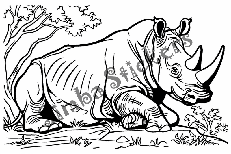 Colouring pages, bundle of rhinos, 25 images