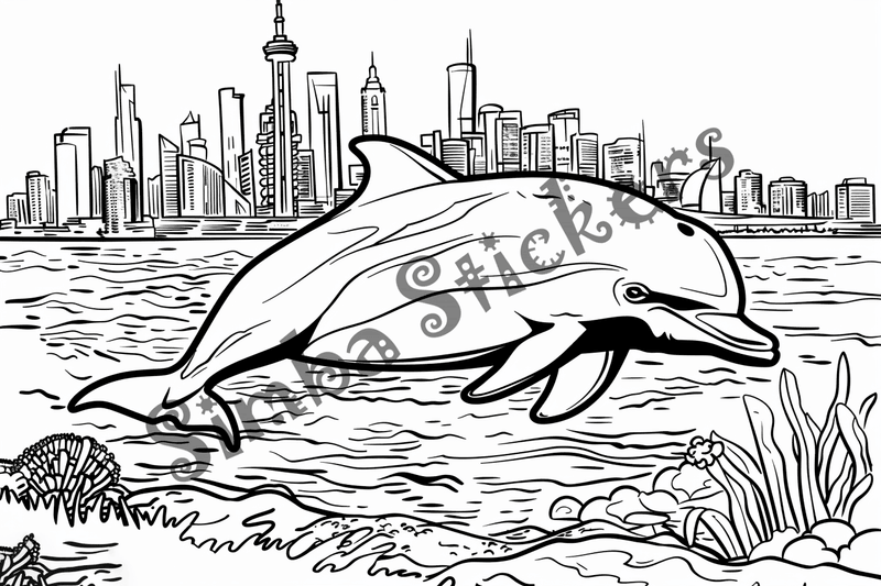 Colouring pages, bundle of dolphins, 25 images