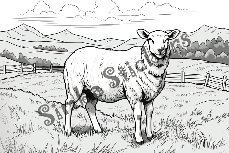 Colouring pages, bundle of sheep, 25 images 2