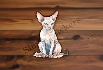 Sphynx cat sitting, watercolour