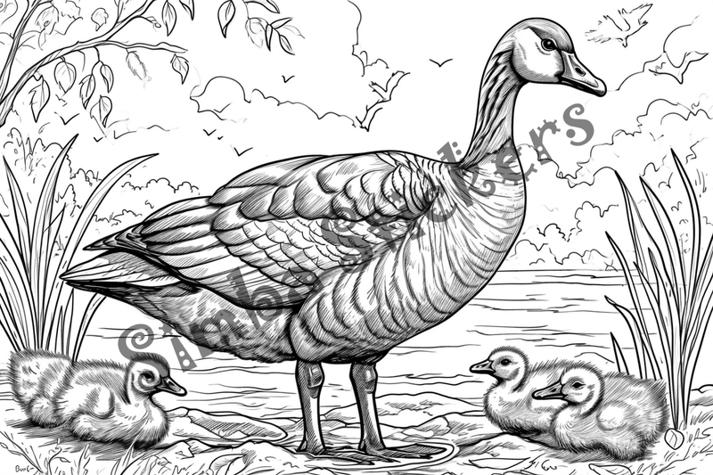 Colouring pages, bundle of geese, 25 images