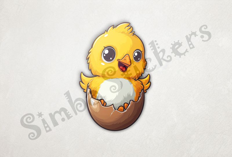 Chick waving from inside eggshell on hatchday