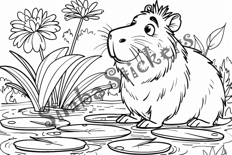 Colouring pages, bundle of capybaras, 50 images, pack 2