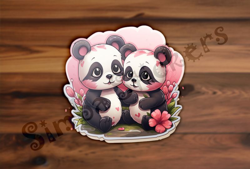 Panda bear cubs in love, b916fx