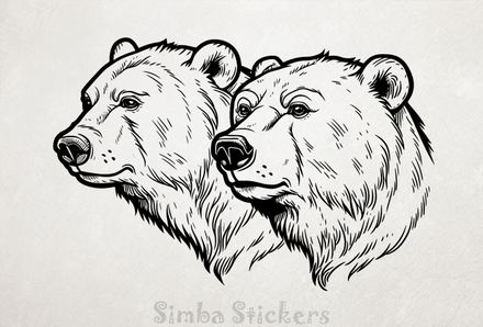 Bears side-by-side, outline art, lqwxqf