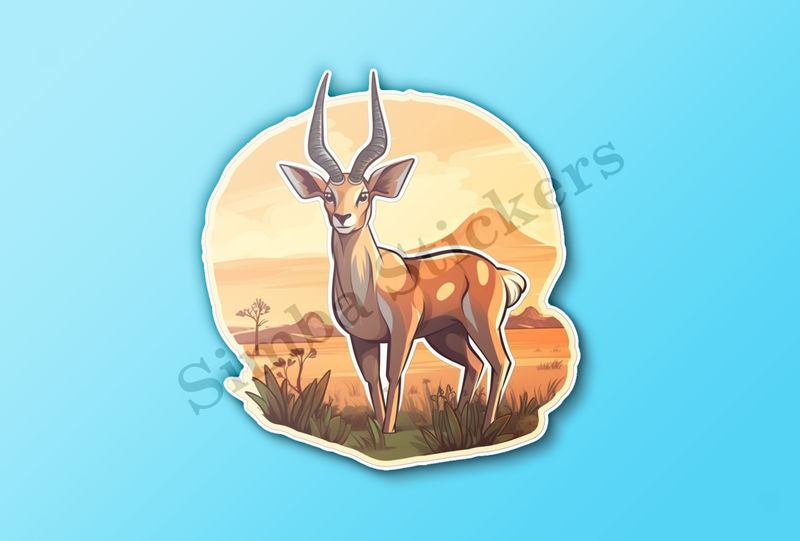 Antelope in the Savanna, mountains in the background