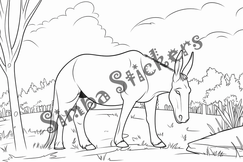 Colouring pages, bundle of mules, 25 images