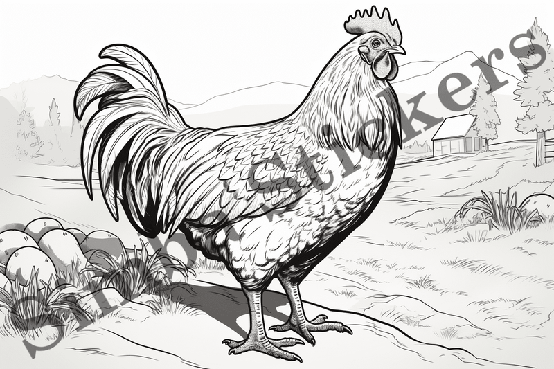 Colouring pages, Bundle of chicken, 25 images