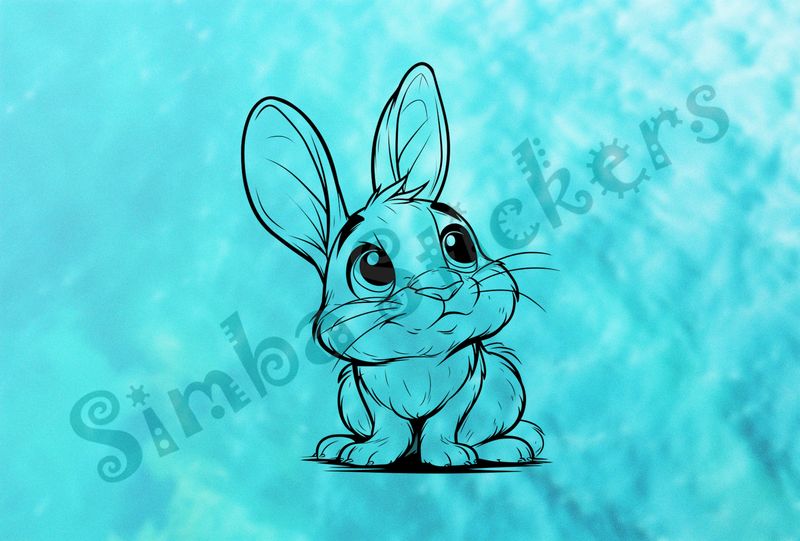 Hare looking frightened, outline art