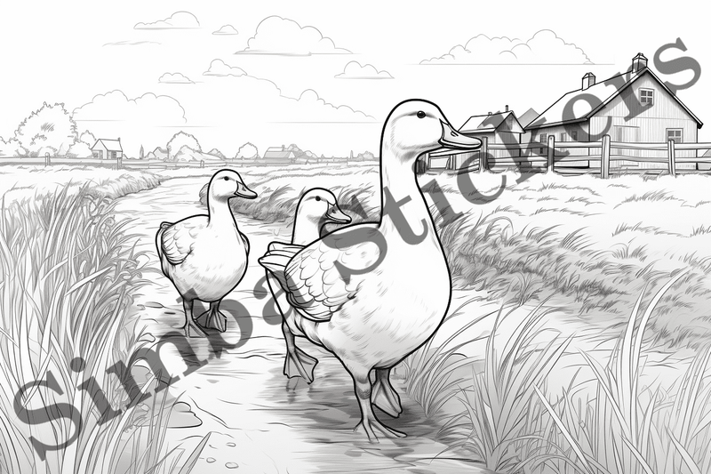 Colouring pages, Bundle of ducks in love, 25 images