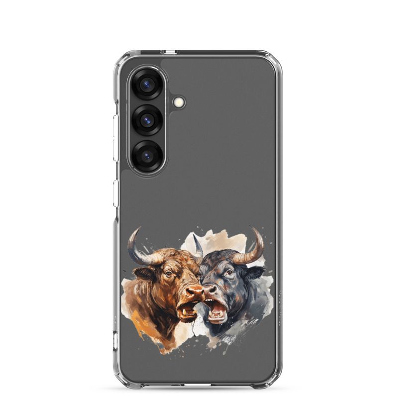 Clear Case for Samsung, Bulls facing up to each other, watercolour, dx5eff