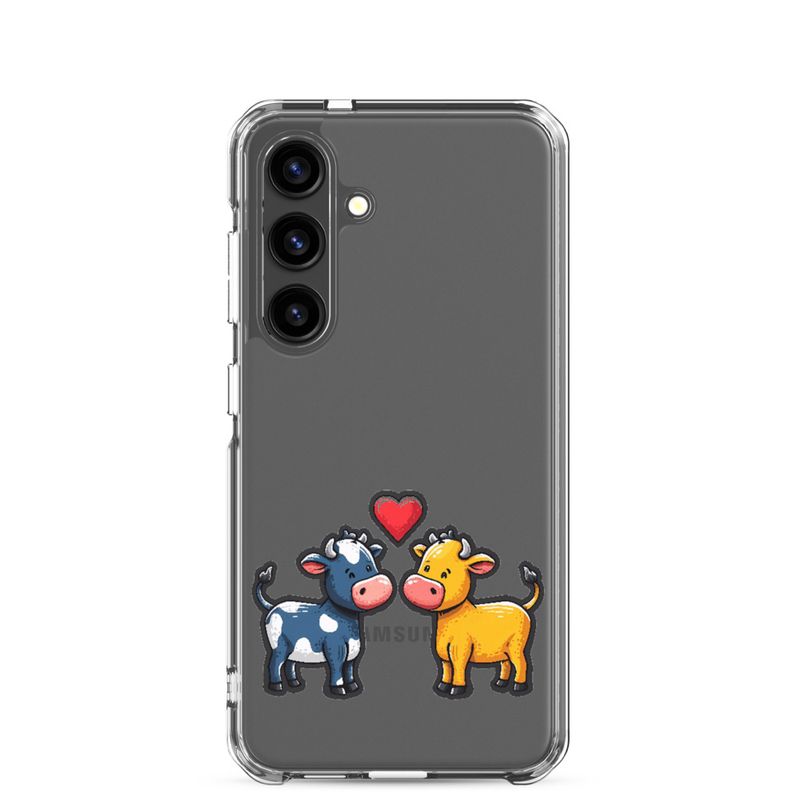 Clear Case for Samsung, Cattle, bull and cow in love, colourful , heart in picture, fvta2y