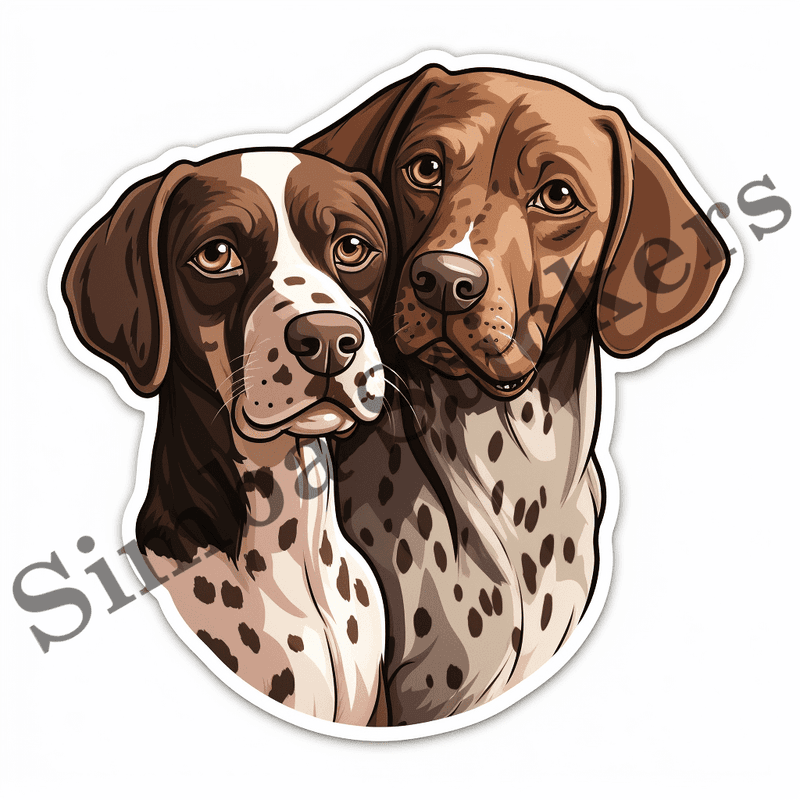 German Shorthaired Pointer dogs in love, image set, 10 images