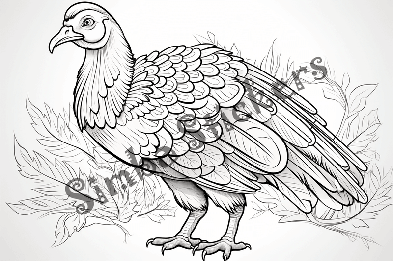 Colouring pages, bundle of individual turkeys, 25 images