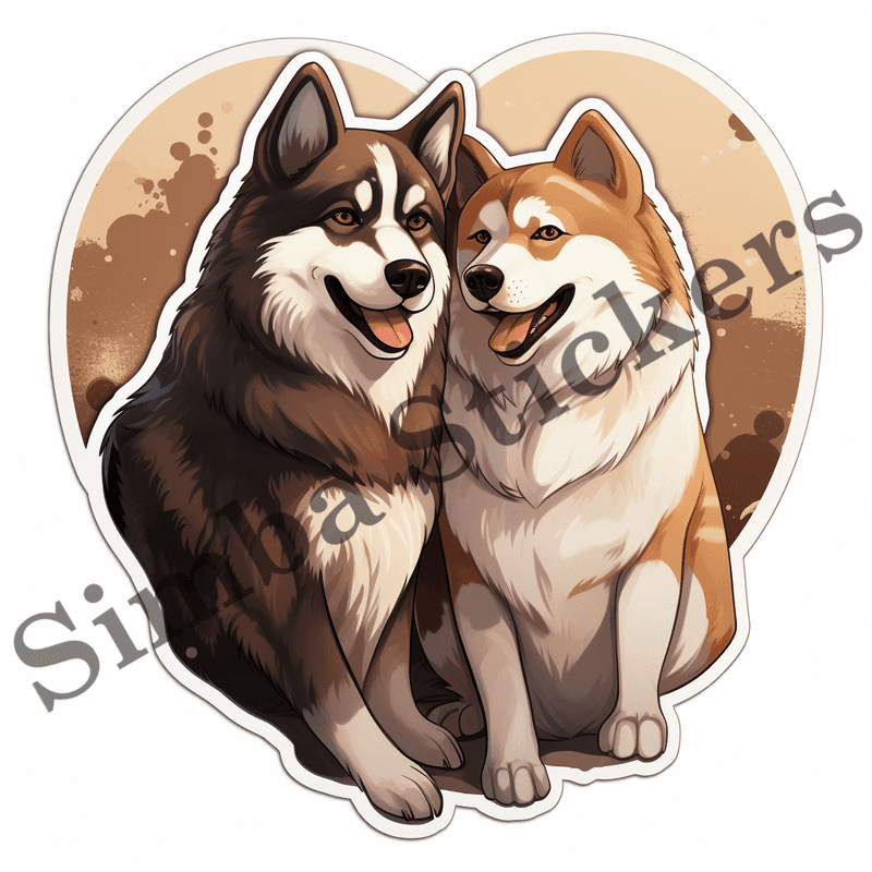 Akita dogs in love, image set, 10 images