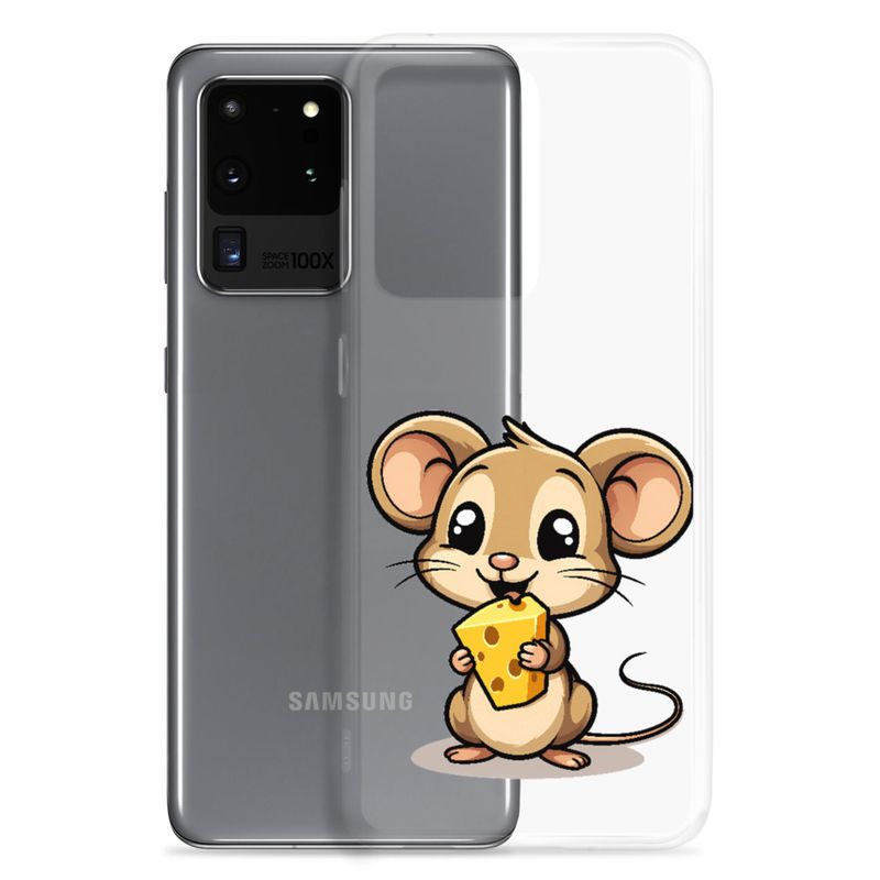 Clear Case for Samsung, Small Mouse happily licking large chunk of cheese, pqapy6