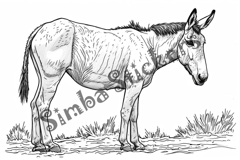 Colouring pages, bundle of mules, 25 images