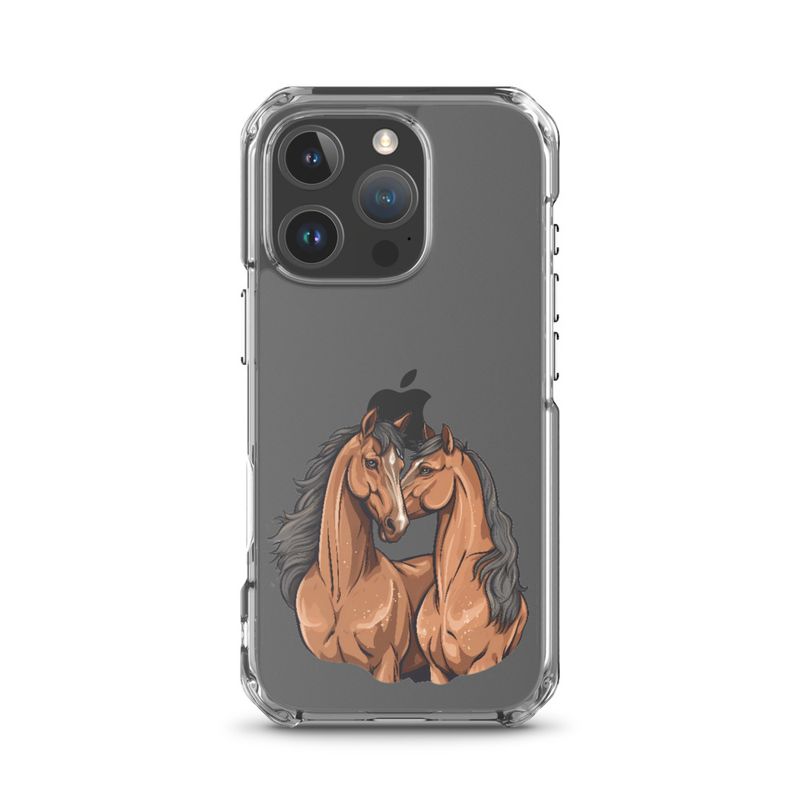 Clear Case for iPhone, Two brown horses snuggling, tdwcyd