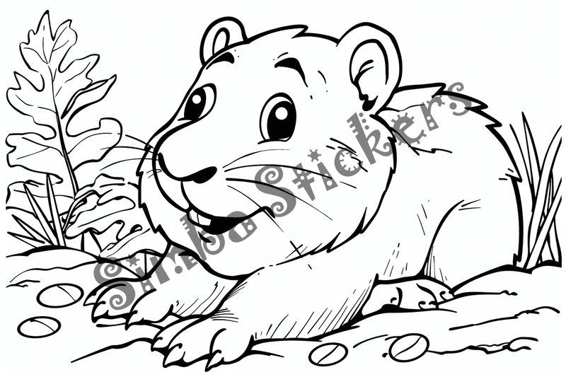 Colouring pages, bundle of groundhogs, 50 images