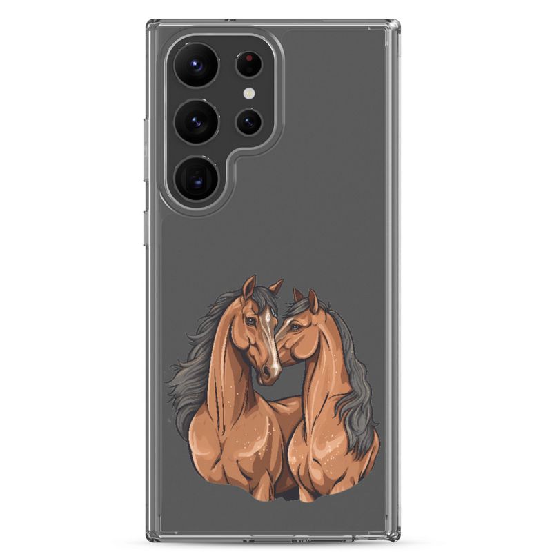 Clear Case for Samsung, Two brown horses snuggling, tdwcyd