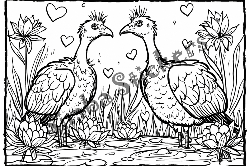 Colouring pages, bundle of vultures in love, 25 images, xkek0y