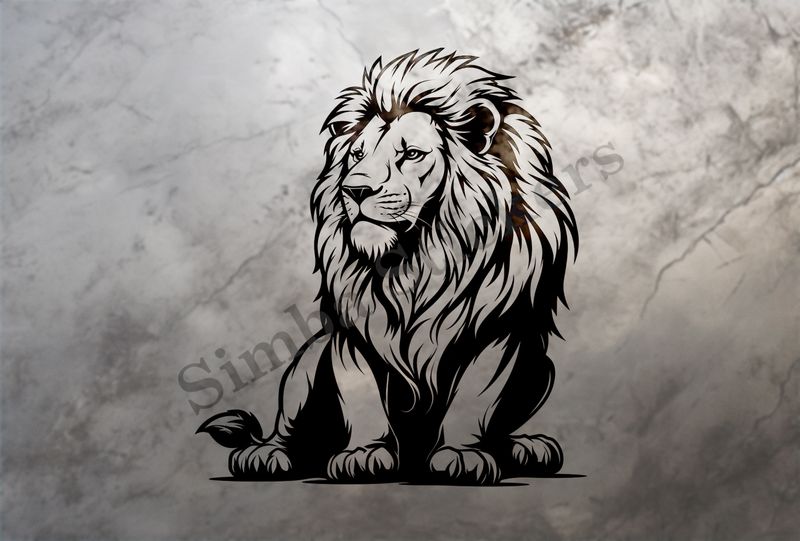 Majestic lion , outline art