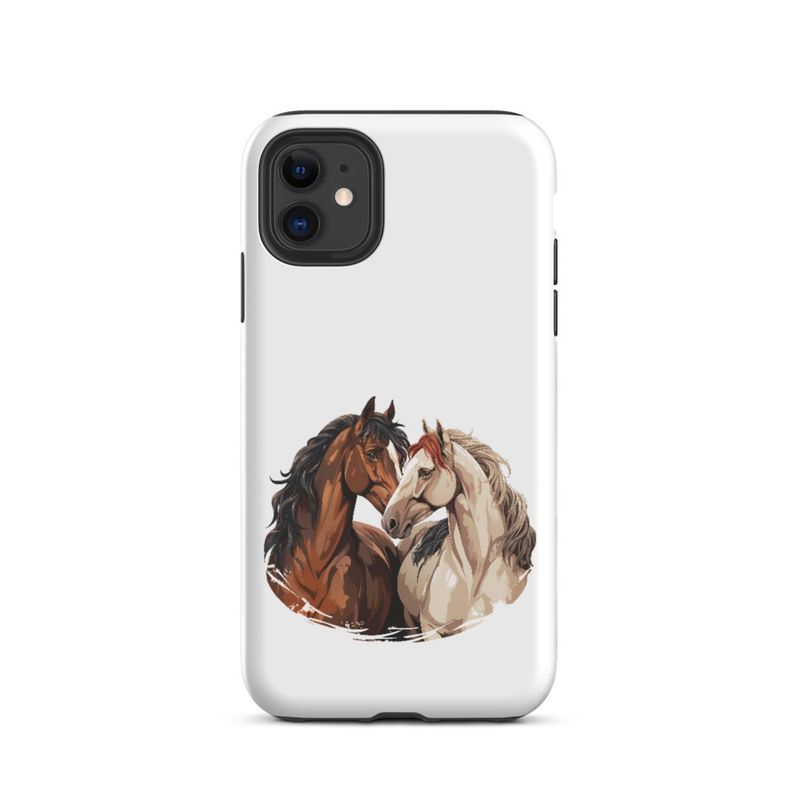 Tough Case for iPhone, Horses nose-to-nose, jbgjpy