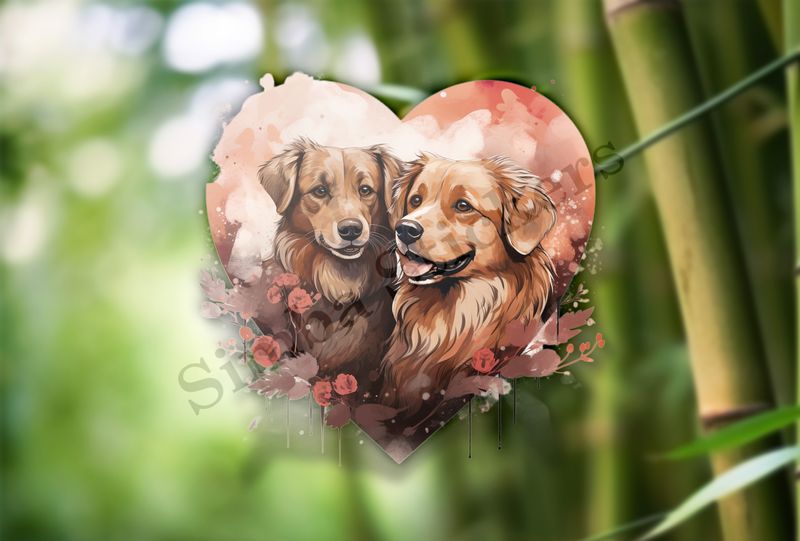 Dogs in love, watercolour