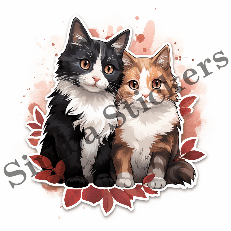 Japanese Bobtail cats in love, image set, 10 images