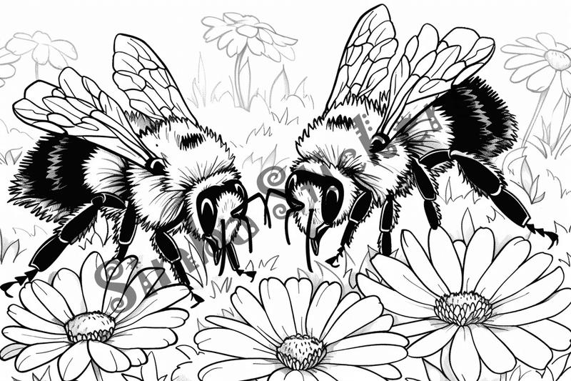Colouring pages, bundle of bees, 50 images