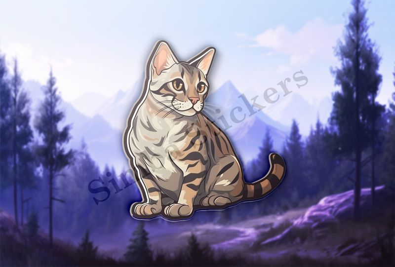 Bengal cat sitting and glancing sideways