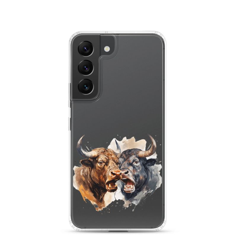 Clear Case for Samsung, Bulls facing up to each other, watercolour, dx5eff