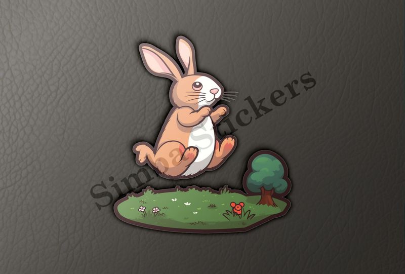 Rabbit jumping on grass