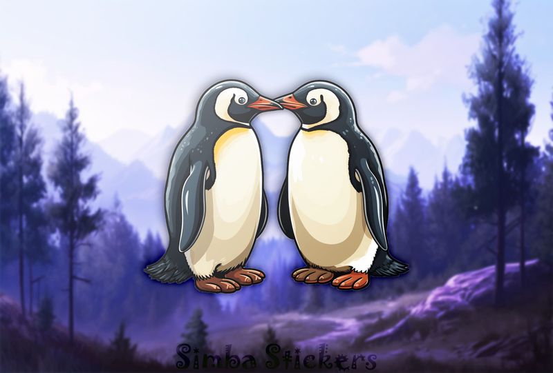Penguins in love beak-to-beak, watercolour, eiowwf