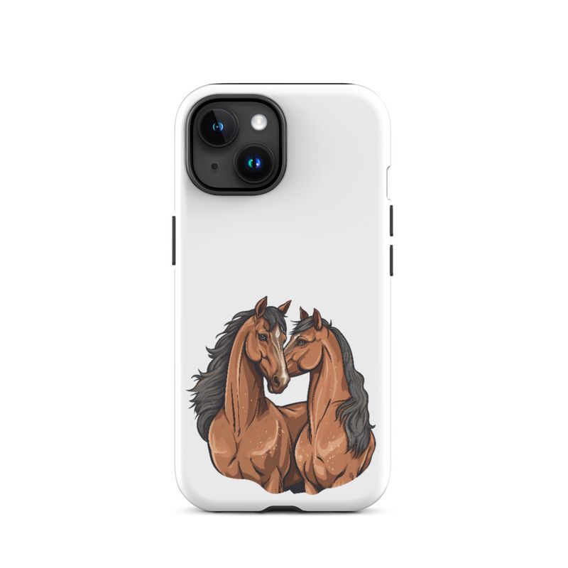 Tough Case for iPhone, Two brown horses snuggling, tdwcyd