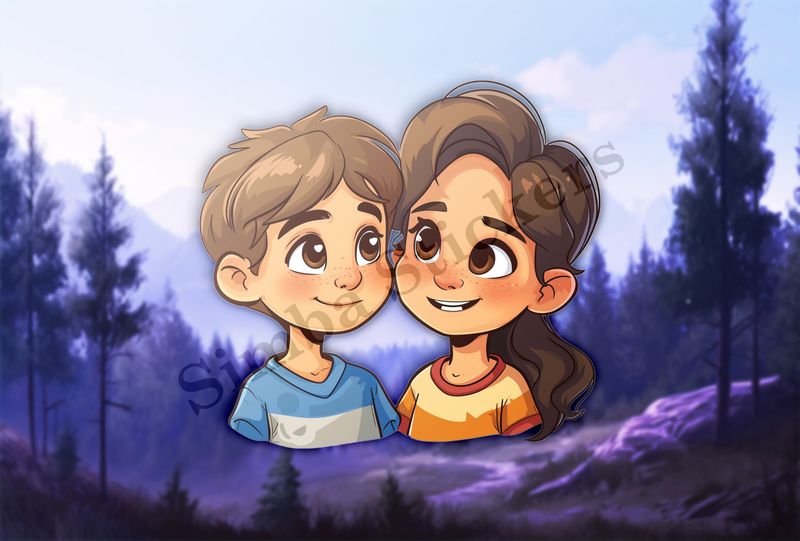 Girl and boy with rosy cheeks