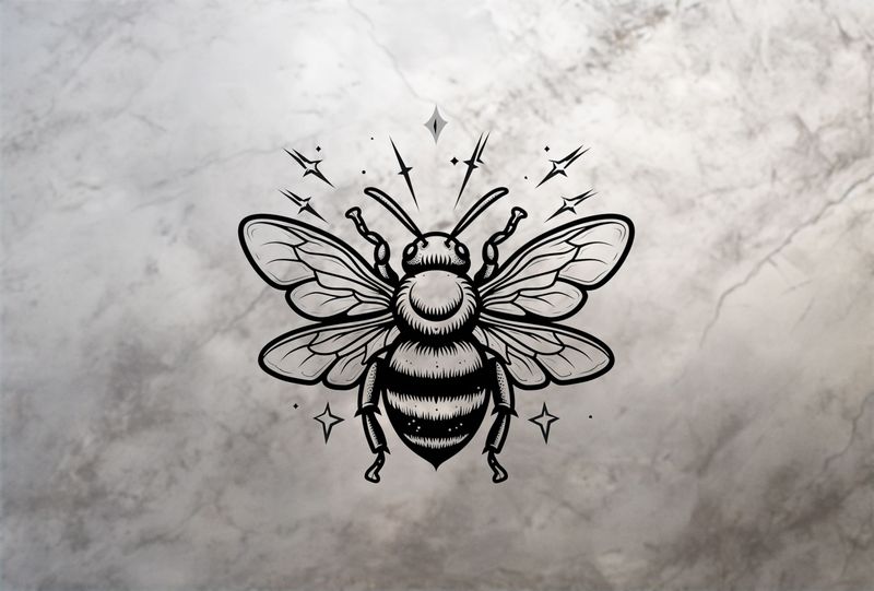 Bee from above, outline art