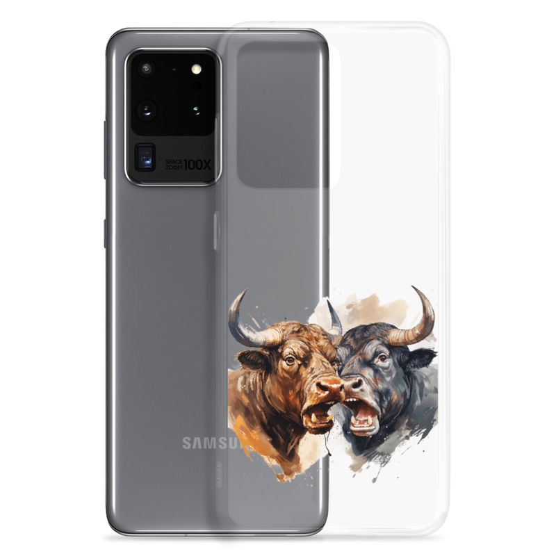 Clear Case for Samsung, Bulls facing up to each other, watercolour, dx5eff