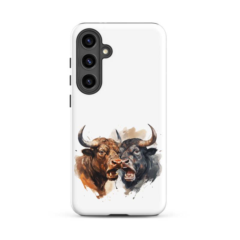 Tough Case for Samsung, Bulls facing up to each other, watercolour, dx5eff