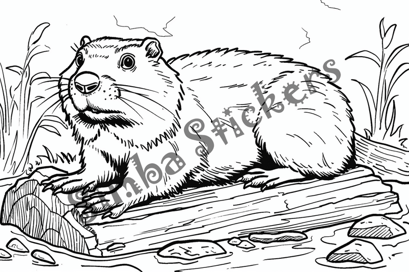 Colouring pages, bundle of groundhogs on or near tree logs, 10 images