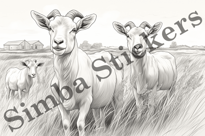 Colouring pages, Bundle of goats, 25 images