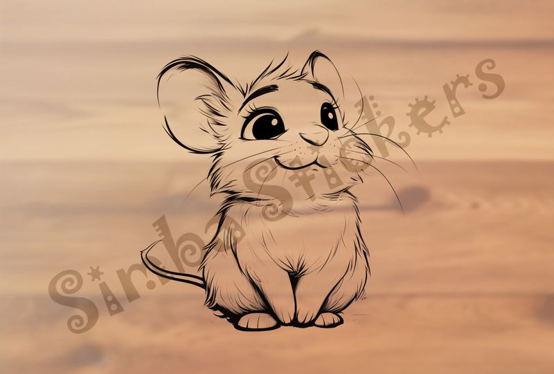 Mouse looking up and smiling, outline art