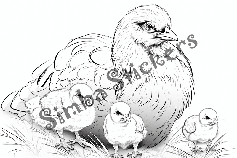 Colouring pages, bundle of chicken, 10 images