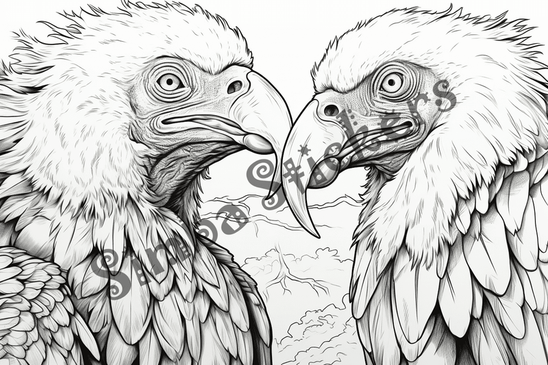 Colouring pages, bundle of vultures, 50 images, kqxcna