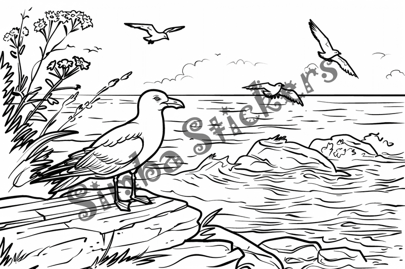 Colouring pages, bundle of seagulls 2, 25 images