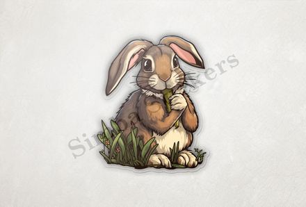 Bunny jumping on green vegetable