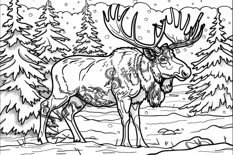 Colouring pages, Bundle of moose, 25 images