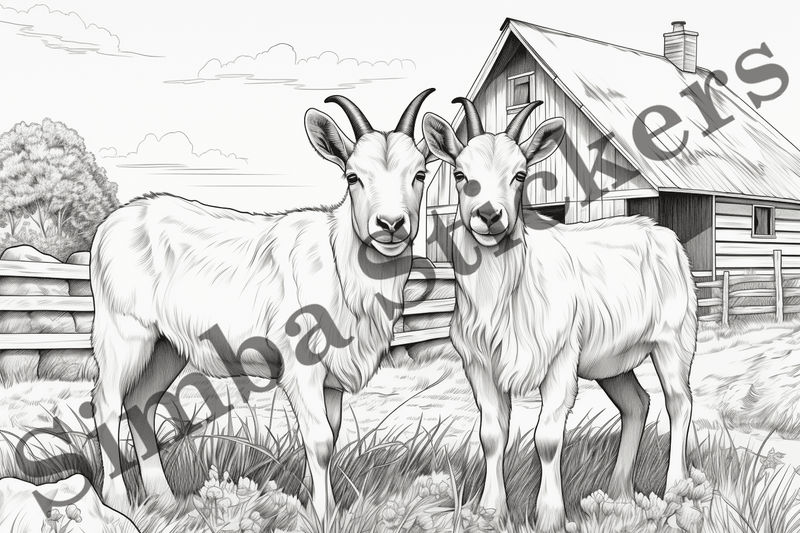 Colouring pages, Bundle of goats, 25 images