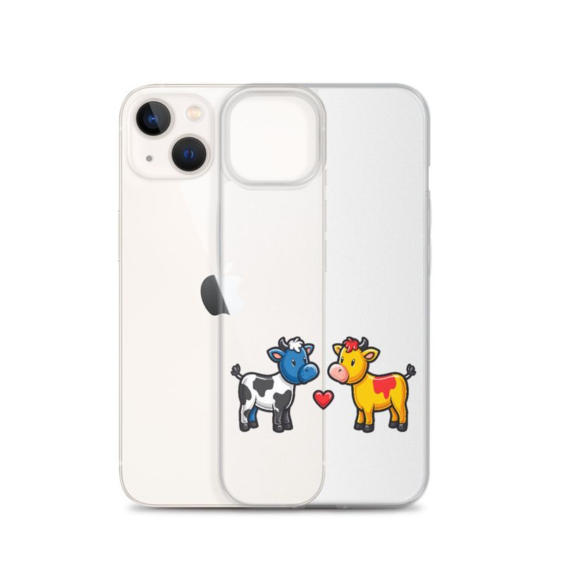 Clear Case for iPhone, Cattle, bull and cow in love, both colourful, zbyzzs