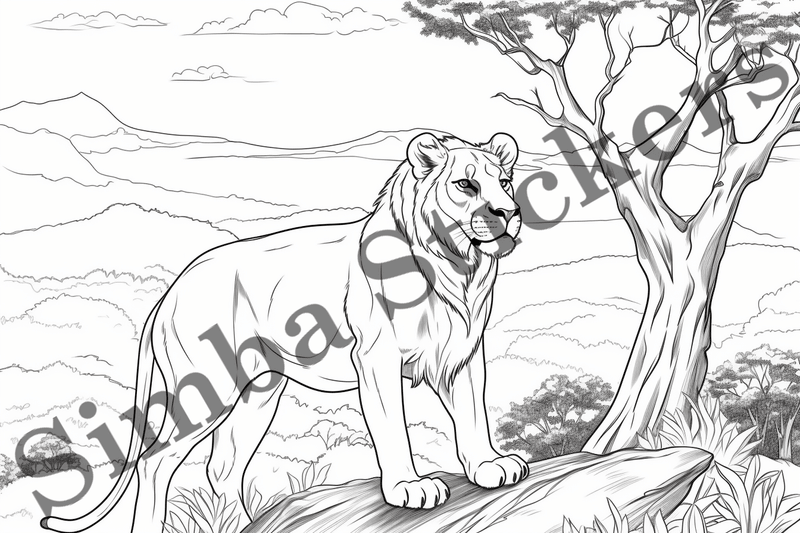 Colouring pages, Bundle of lions, 25 images